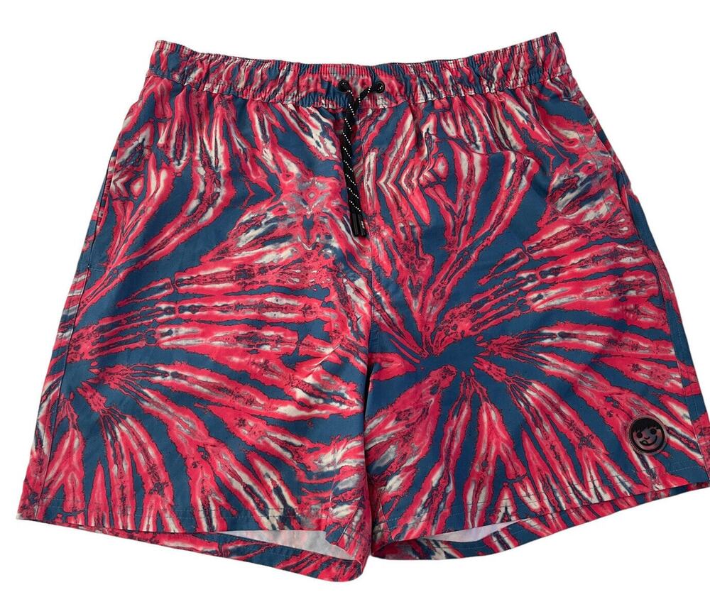 NEFF Mens XL Tie Dye Blue Pink Board Shorts Swim Surf Drawstring #7121